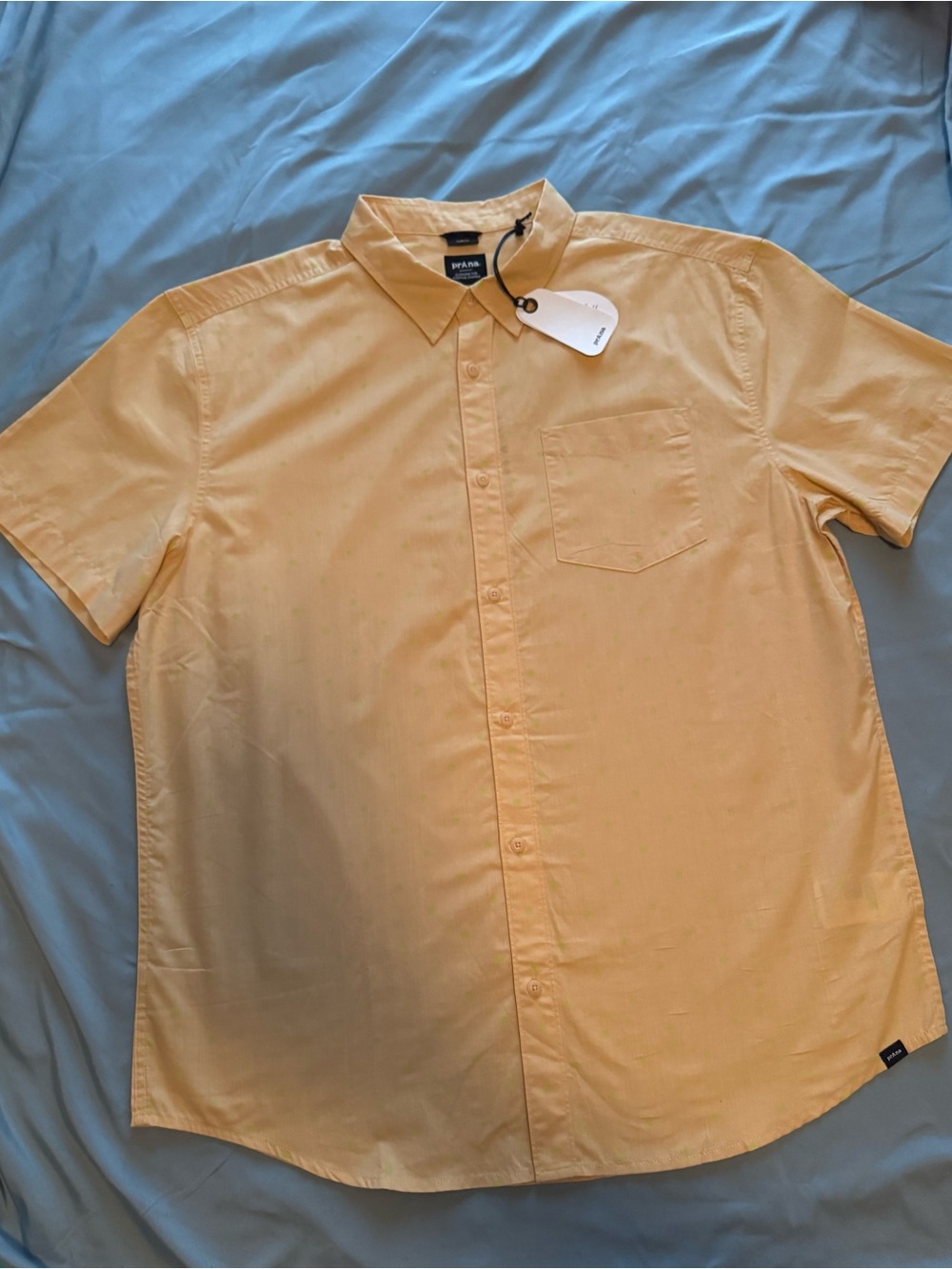 Prana Men's Short-Sleeve Button-Down Shirt in Pale Yellow